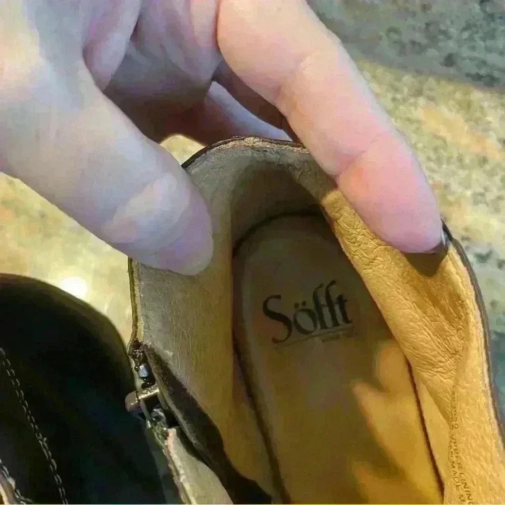 Sofft Brown Leather Wingtip Ankle Boots‎ Size 8 Medium - Picture 4 of 13